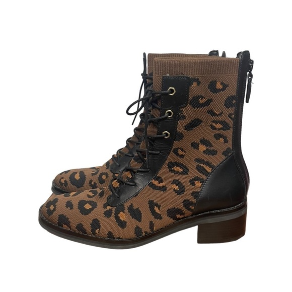 Cole Haan Leopard Print Piedmont Combat Bootie, Brown, Black, NWOT, 6B - Picture 1 of 12
